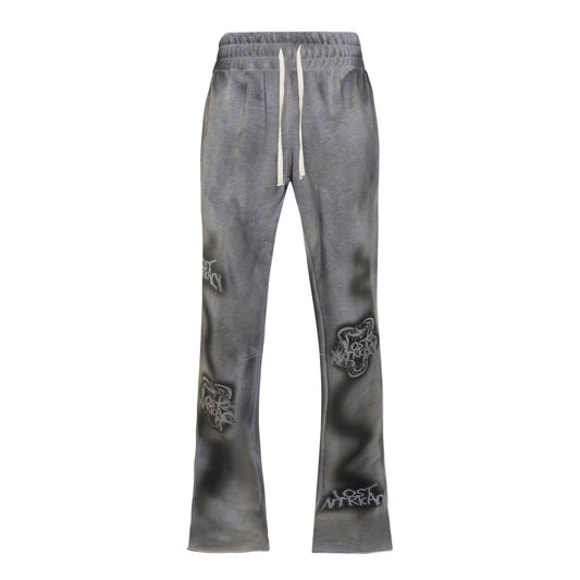 Grey Grunge Flare Pants